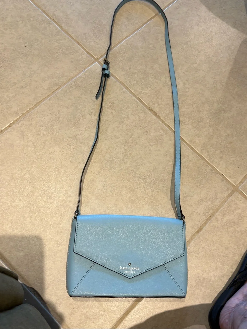 Kate Spade NY Cedar Street Monday envelope style leather crossbody bag blue